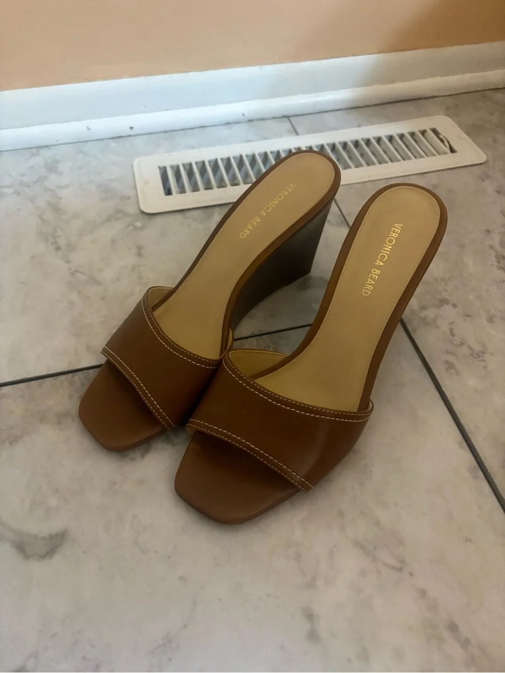 Veronica Beard Ellen Wedge Sandals in Brown